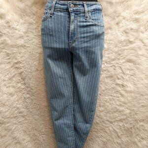 Levi's 721 Woman's Blue Stripes High Rise Skinny Denim Jeans Size: 26